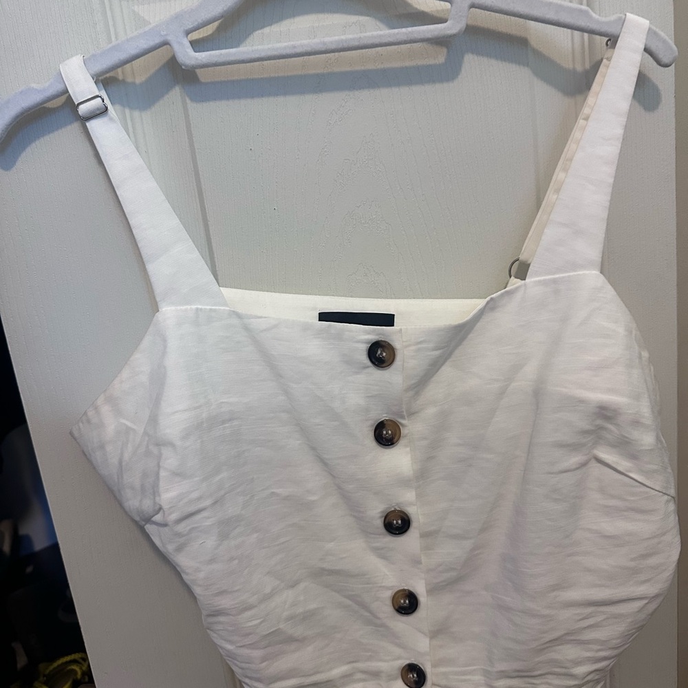 Lucy Paris Cream Fitted Buttoned Tank Top
